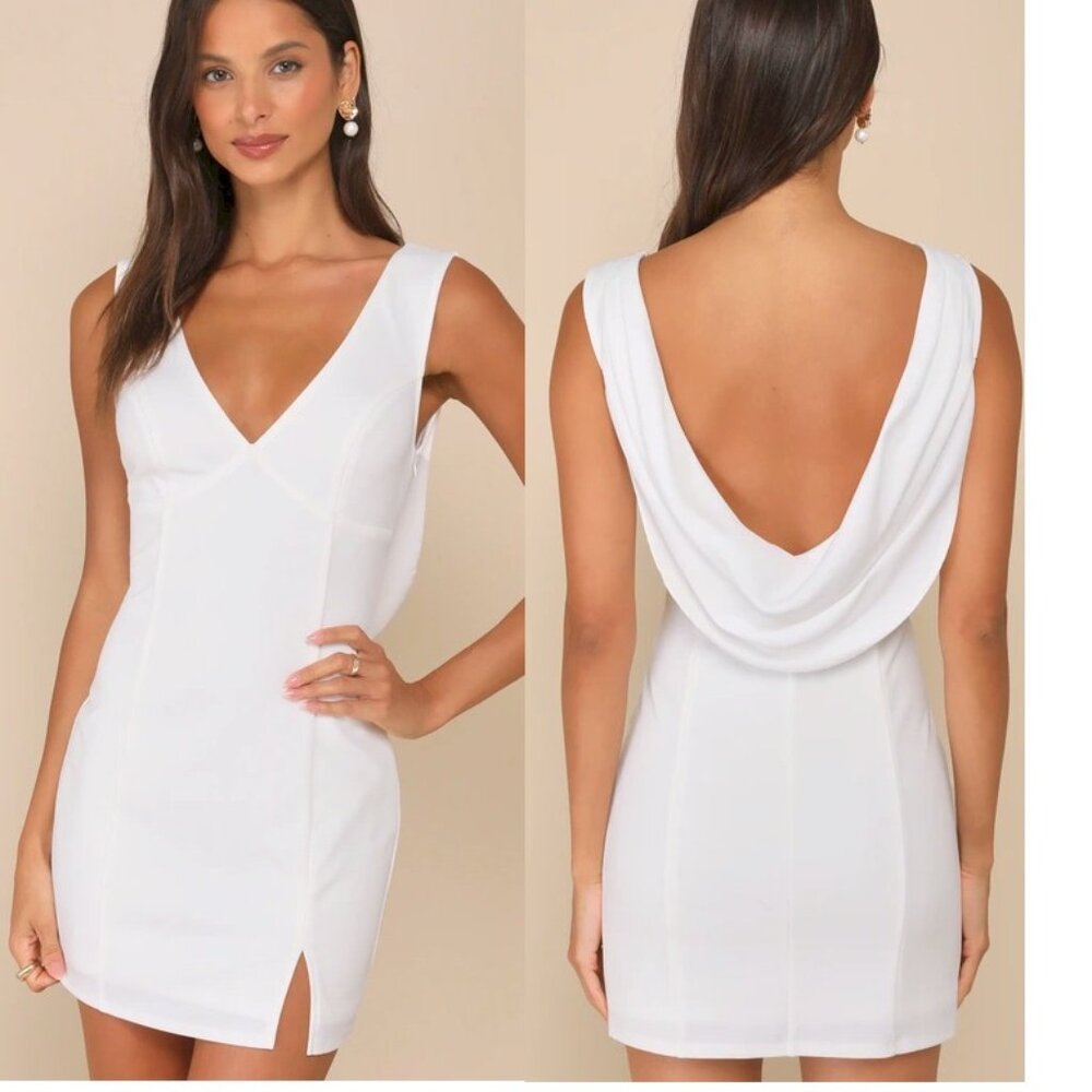 Lulu's White Cowl Back Mini Dress